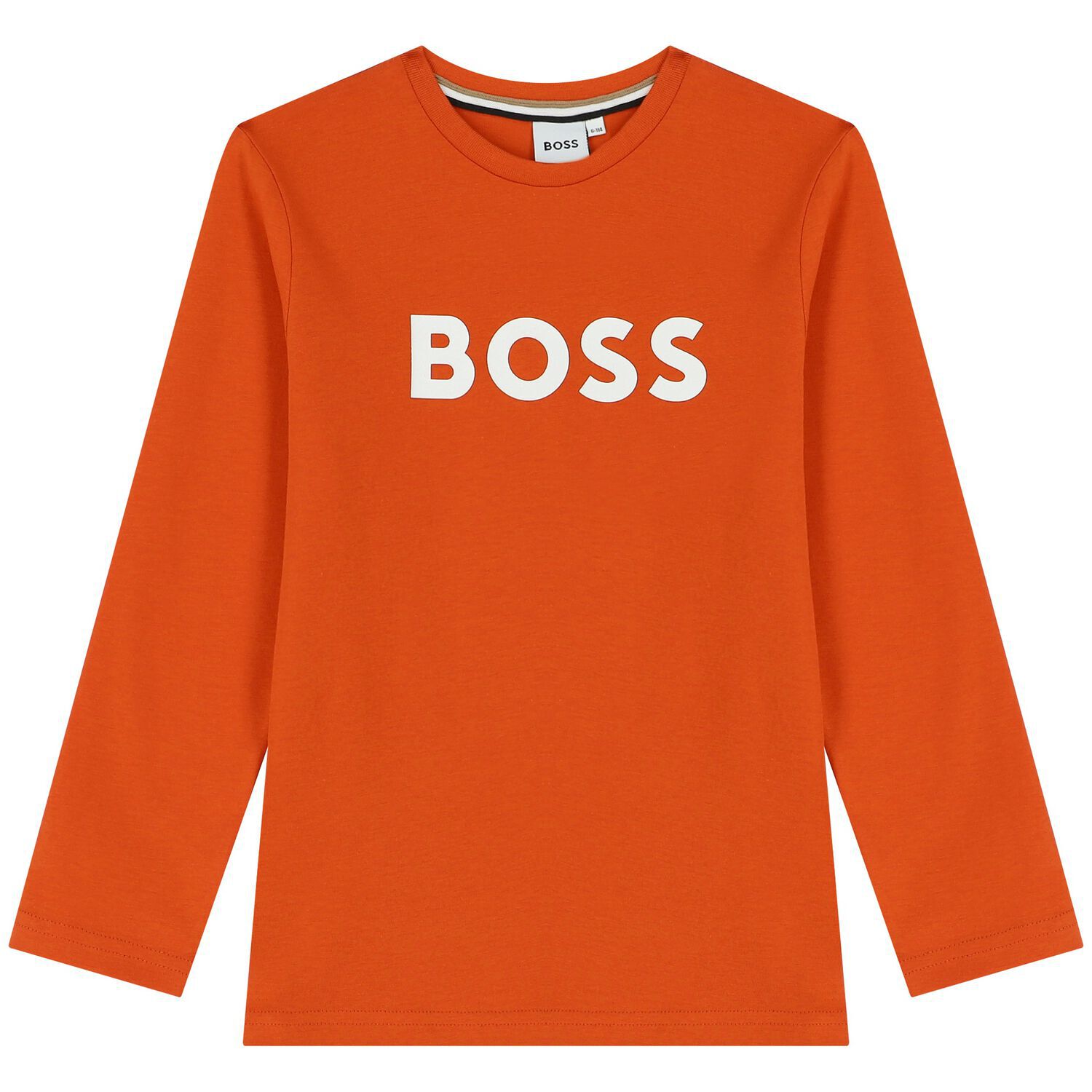 Boys Orange Logo Long Sleeve Top, 1, hi-res image number null