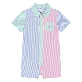 Baby Boys Multi-Coloured Striped Logo Romper