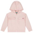 Girls Pink Logo Hooded Zip Up Top, 1, hi-res