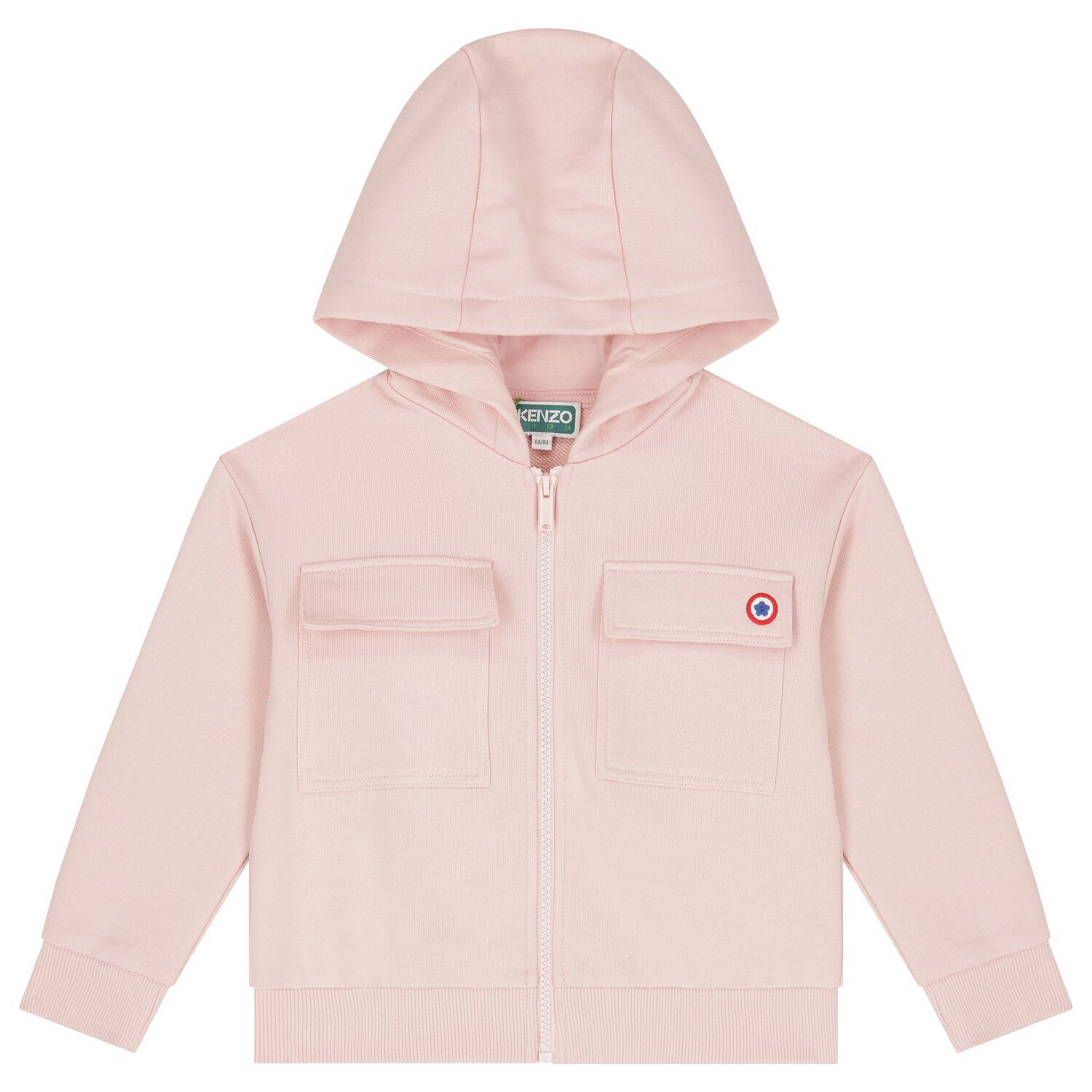 Girls Pink Logo Hooded Zip Up Top, 1, hi-res