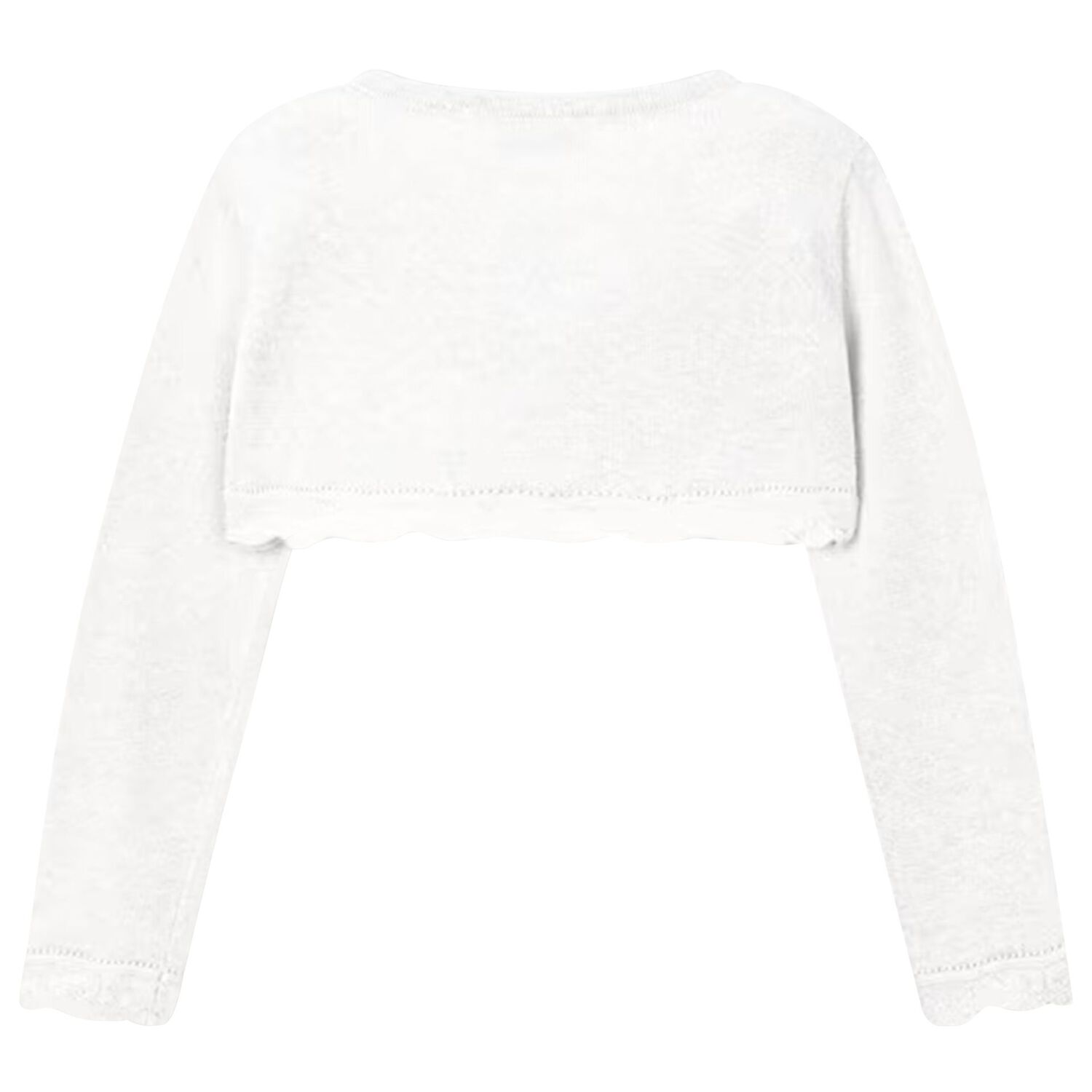 Girls White Bolero Knit Cardigan, 5, hi-res