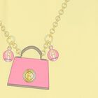 فستان بنات بالشعار وطبعة حقيبة باللون الأصفر, 1, hi-res