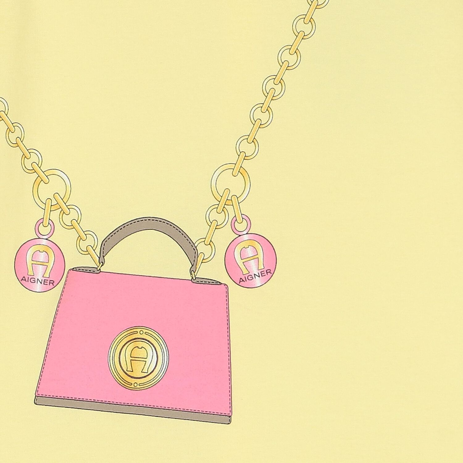 فستان بنات بالشعار وطبعة حقيبة باللون الأصفر, 1, hi-res