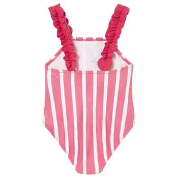 Younger Girls Red Striped Swimsuit
