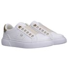 Girls White & Gold Slip-On Trainers, 1, hi-res