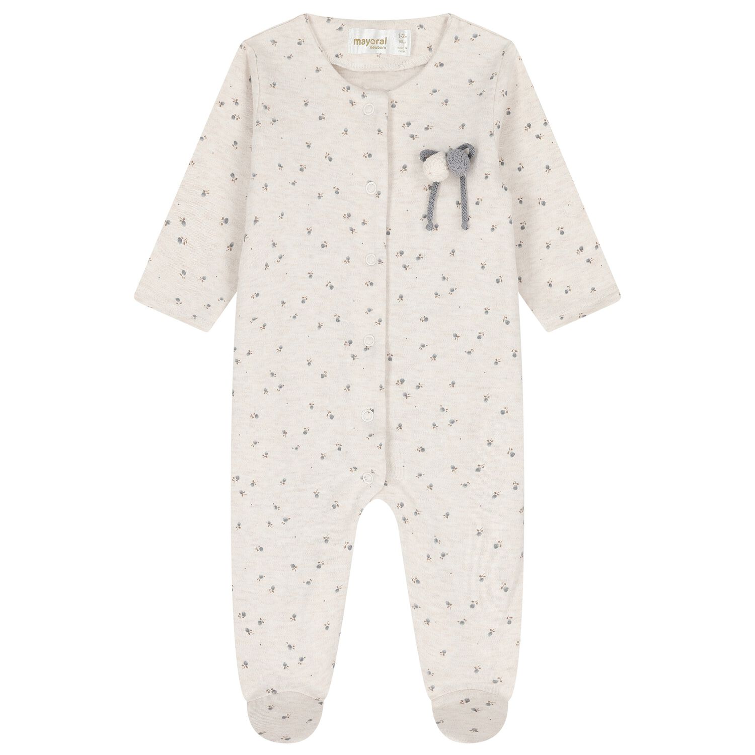 Baby Girls Beige Floral Babygrow, 1, hi-res