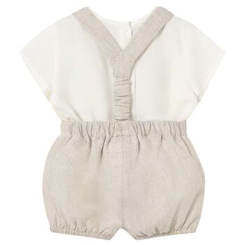 Baby Boys Ivory & Beige Shorts Set 