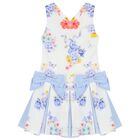 Girls White & Blue Floral Dress, 1, hi-res