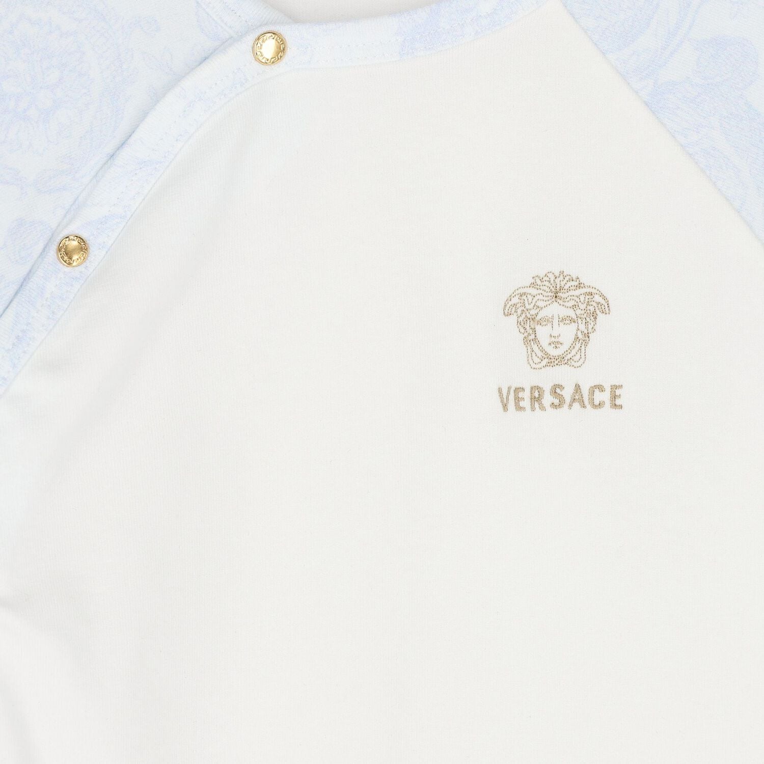 Baby Boys White & Blue Barocco Babygrow, 1, hi-res