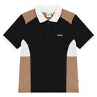 Boys Black Logo Polo Shirt, 1, hi-res