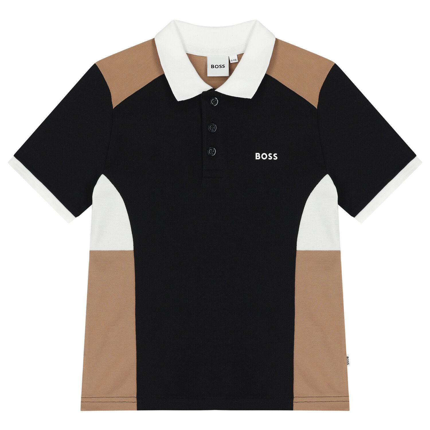 Boys Black Logo Polo Shirt, 1, hi-res