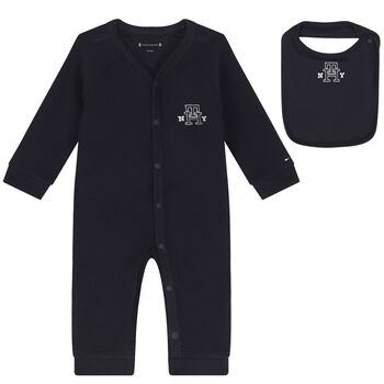 Baby Boys Navy Blue Logo Babygrow Gift Set