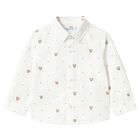 Younger Boys White Teddy Bear Shirt, 1, hi-res