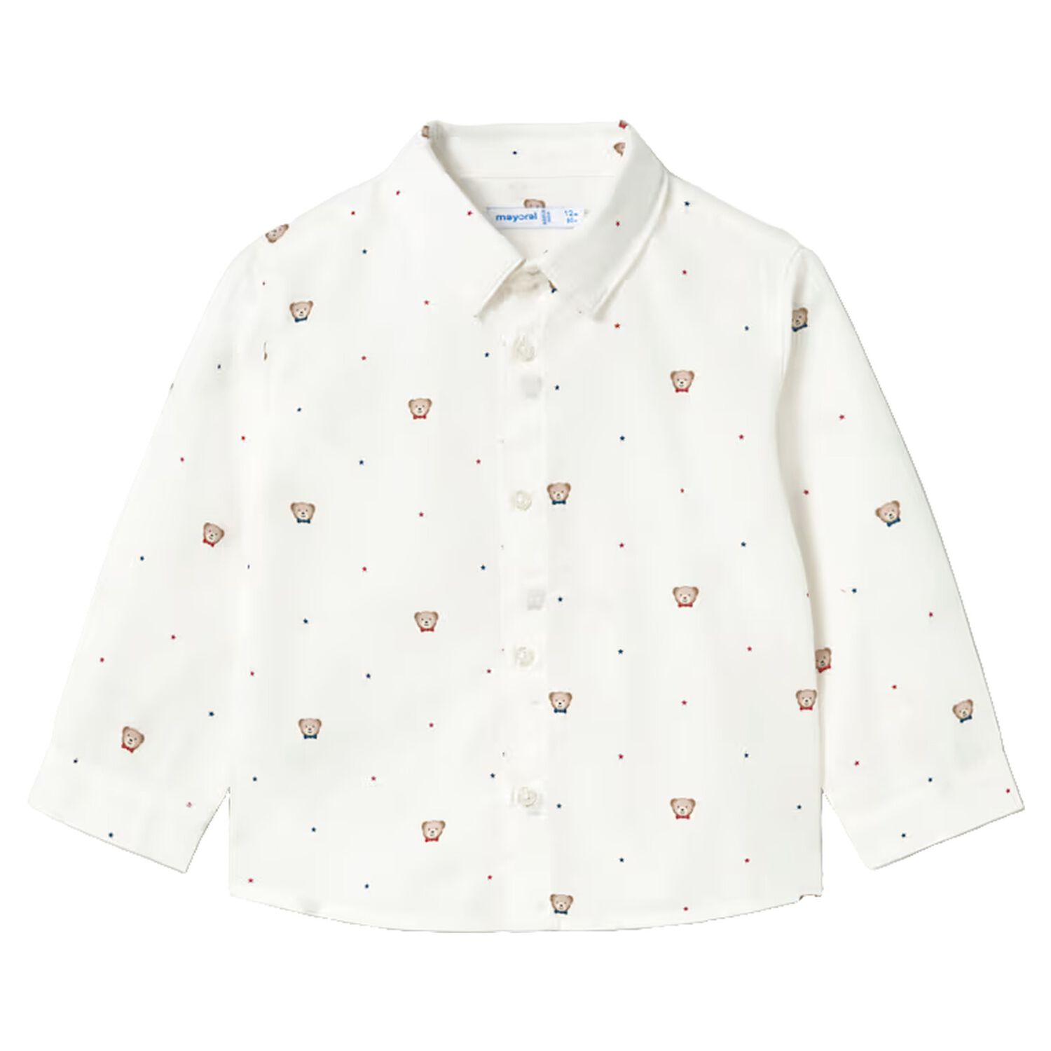 Younger Boys White Teddy Bear Shirt, 1, hi-res