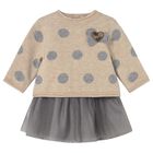 Baby Girls Beige & Grey Tulle Dress Set, 1, hi-res