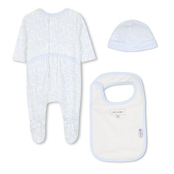Baby Boys Blue Jumbled Logo Babygrow Gift Set