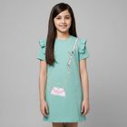 Girls Green Bag Logo Dress , 2, hi-res