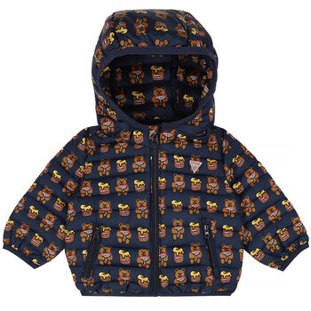 Younger Boys Blue Logo Padded Jacket