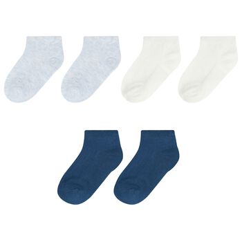Baby Boys Blue & Ivory Socks (3 Pack)