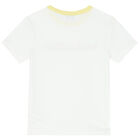 تيشيرت قطن بالشعار باللون الأبيض للبنات, 3, hi-res