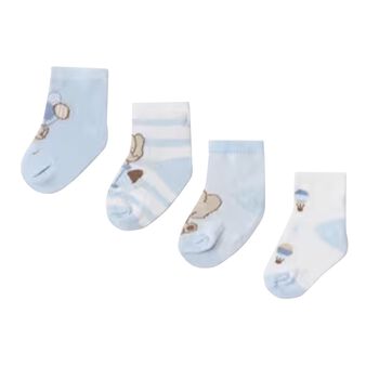 Baby Boys Blue & White Socks ( 4-Pack )