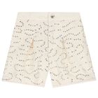 Girls Ivory Sequin Tweed Shorts , 1, hi-res