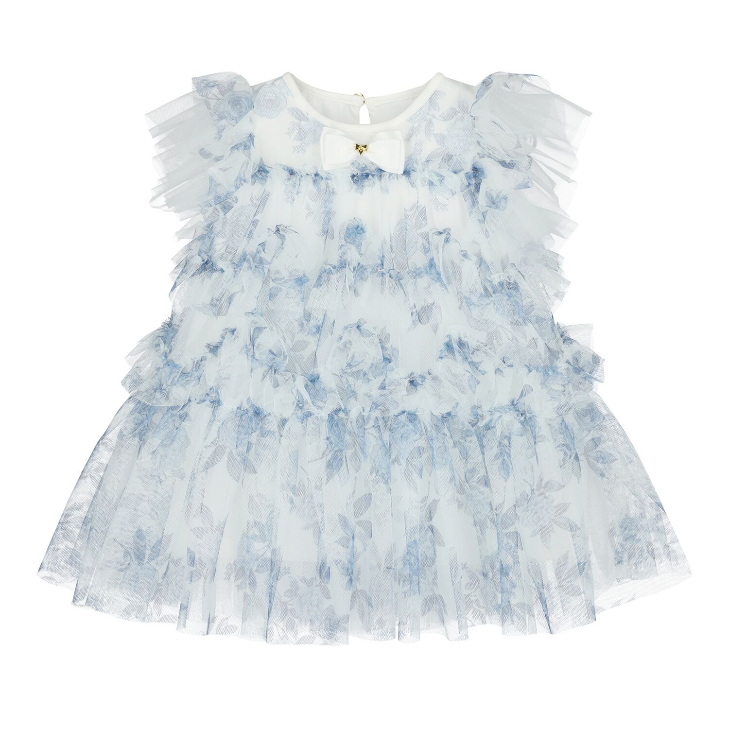 Baby Girls Blue Tulle Dress, 2, hi-res