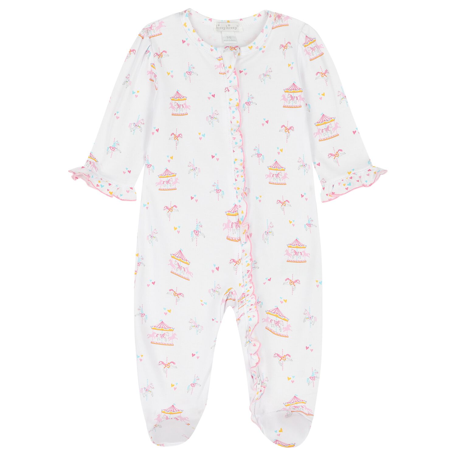 Baby Girls White & Pink Carousel Babygrow, 1, hi-res