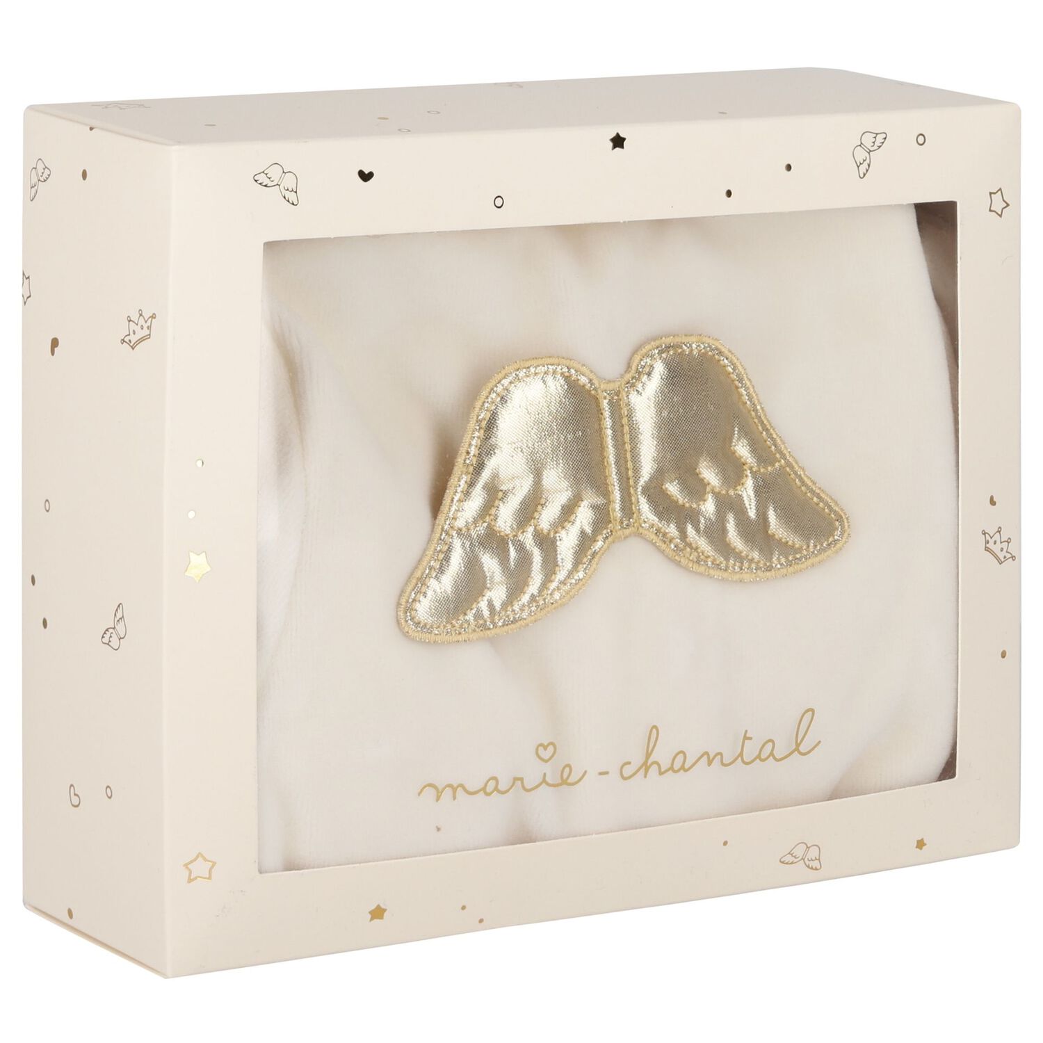 أفرول  مخملي بطبعة اجنحة باللون العاجي   , 1, hi-res