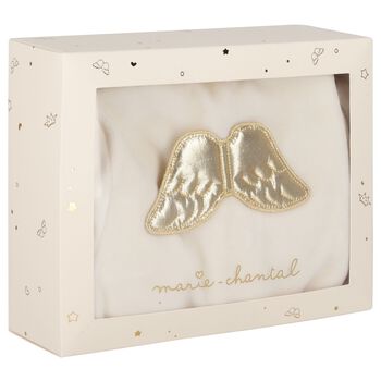 أفرول  مخملي بطبعة اجنحة باللون العاجي   