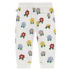 بنطلون رياضى للبنات بطبعه زهور باللون الابيض , 1, hi-res