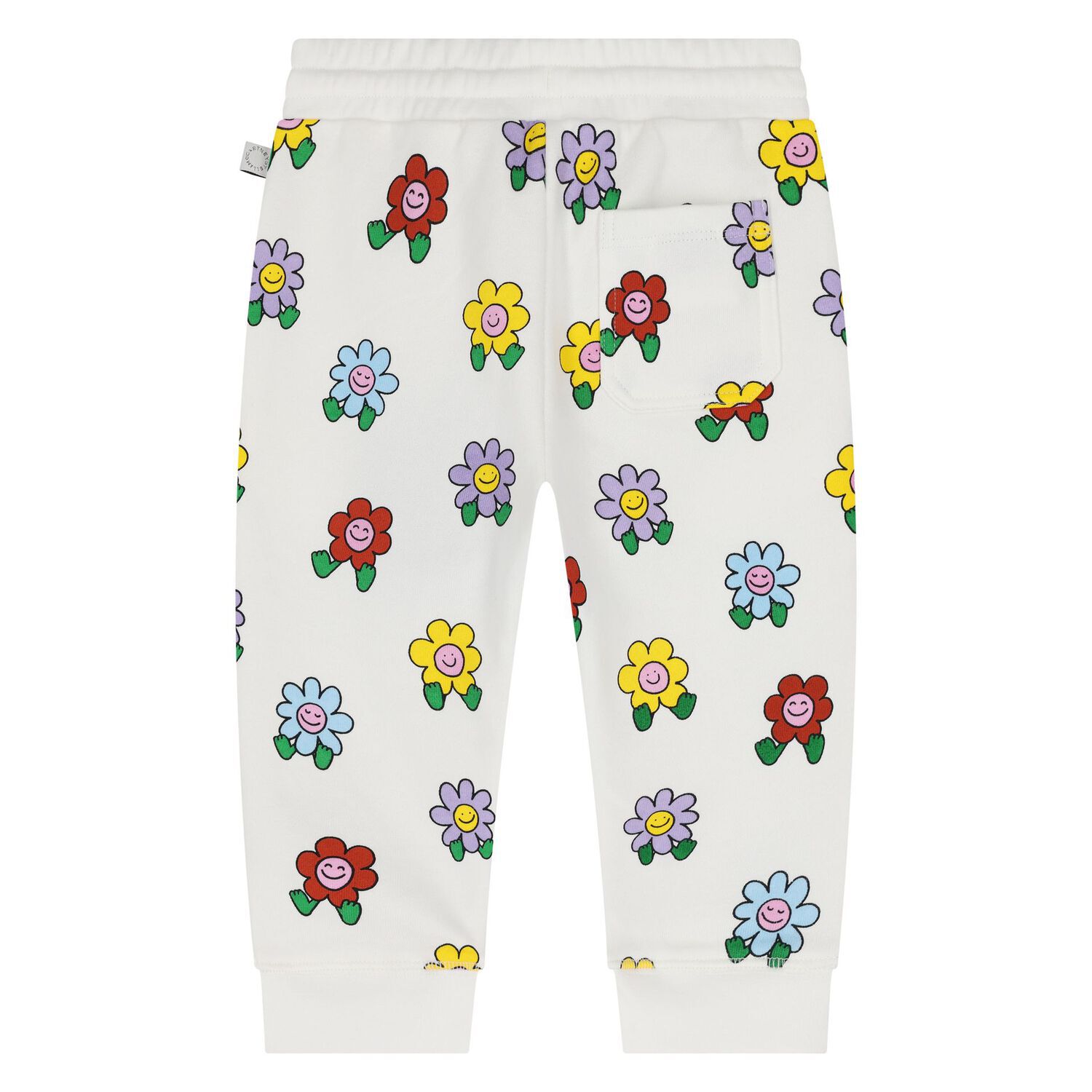 بنطلون رياضى للبنات بطبعه زهور باللون الابيض , 1, hi-res