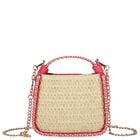 Girls Beige & Pink Straw Handbag, 1, hi-res