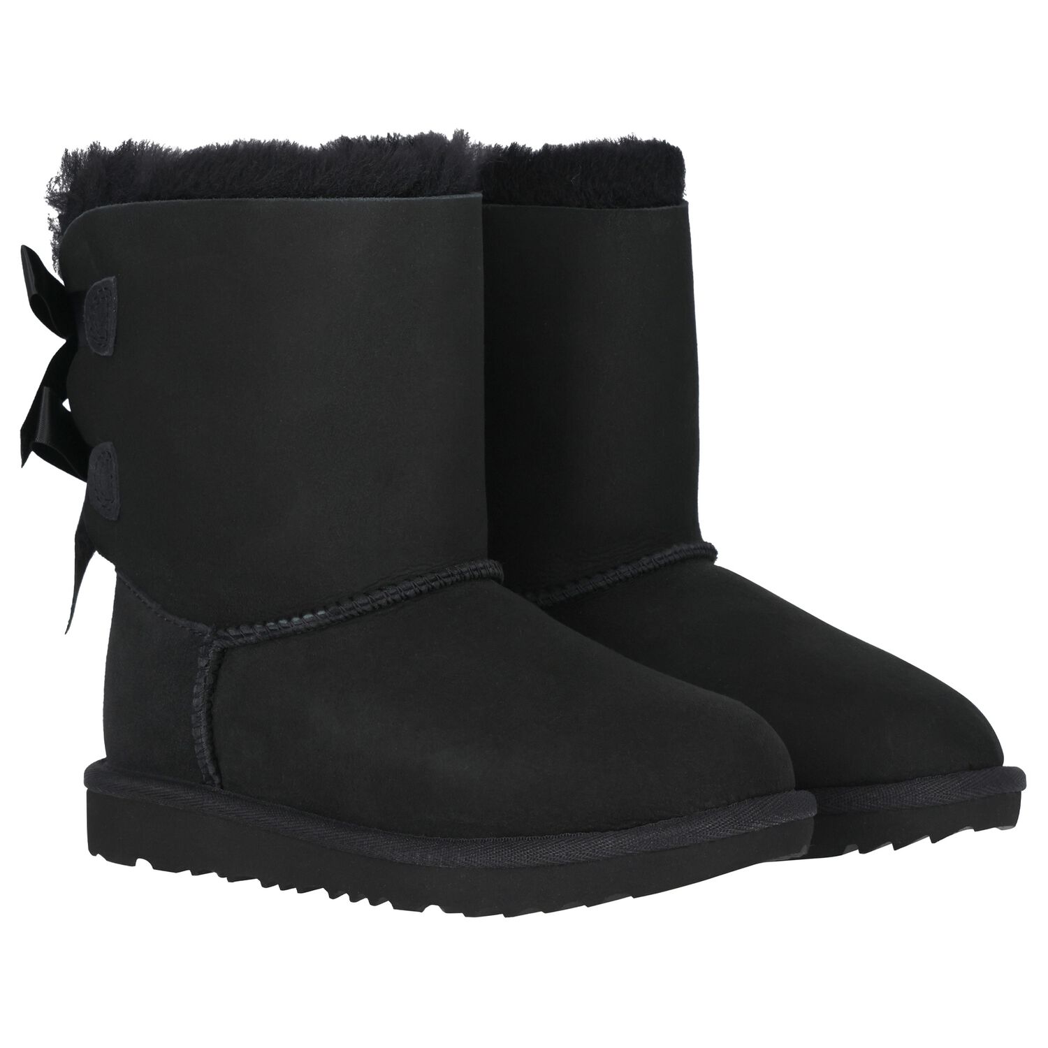 Girls Black Bailey Bow II Suede Boots, 1, hi-res