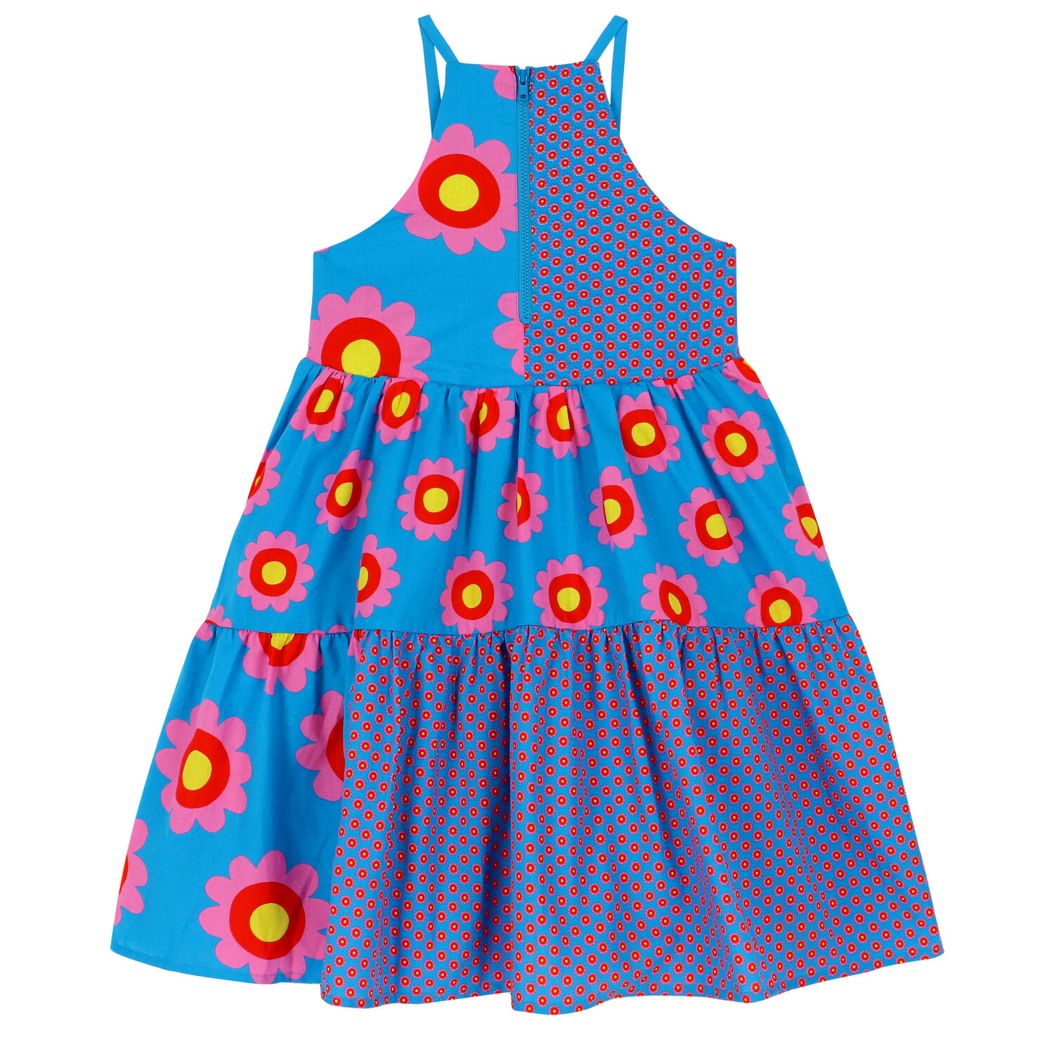 Girls Blue Floral Dress, 1, hi-res