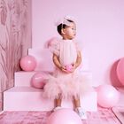 Baby Girls Pink Ruffled Tulle Dress Set, 1, hi-res