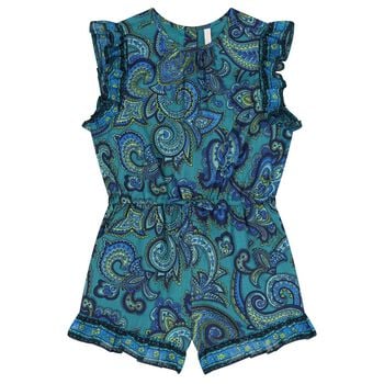 Girls Blue Paisley Playsuit