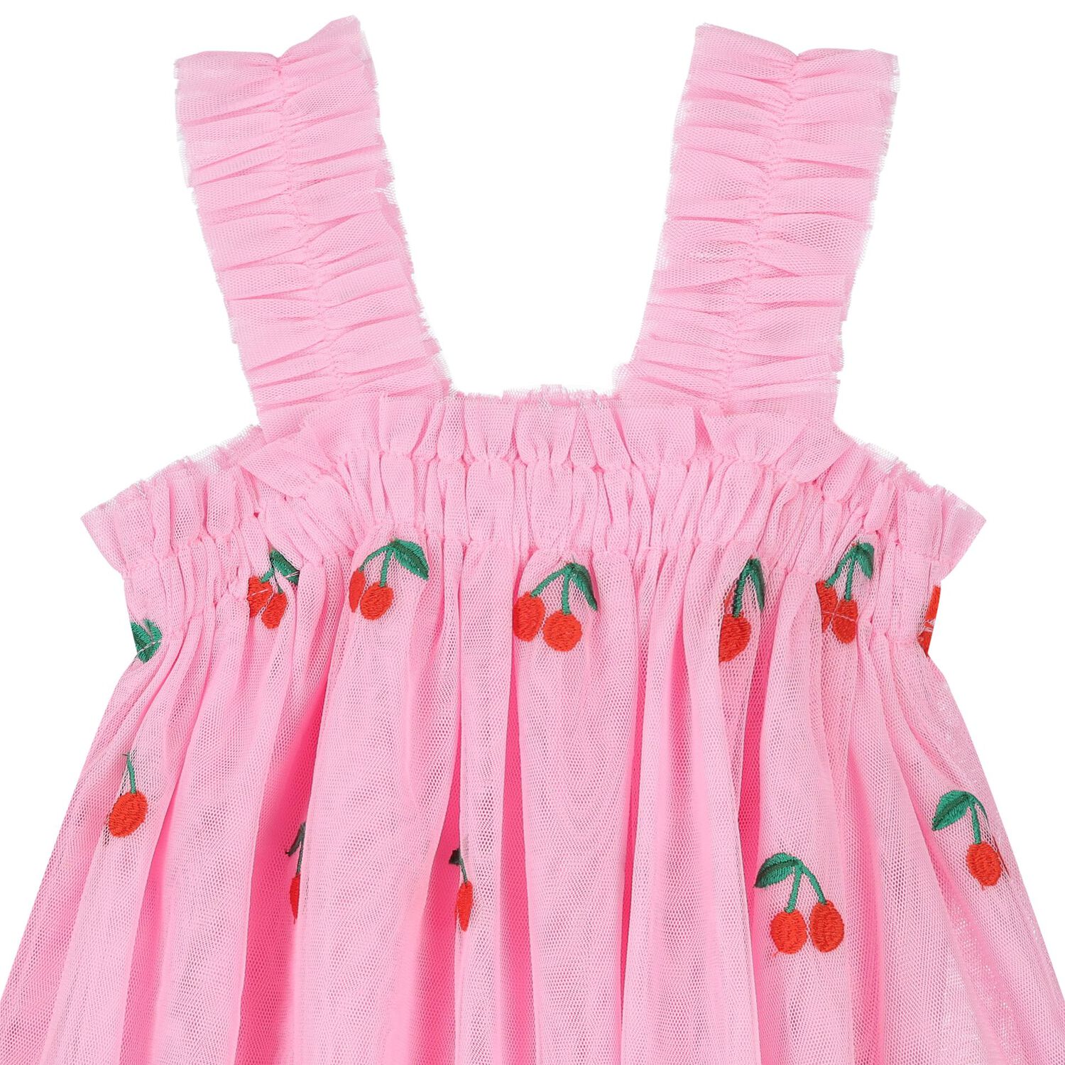 Younger Girls Pink Tulle Cherry Dress, 1, hi-res