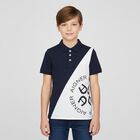 Boys Navy Blue & White Polo Shirt, 1, hi-res