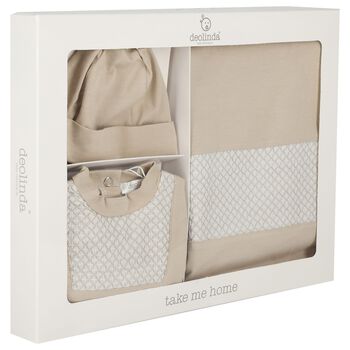 Beige Smocked Babygrow Gift Set