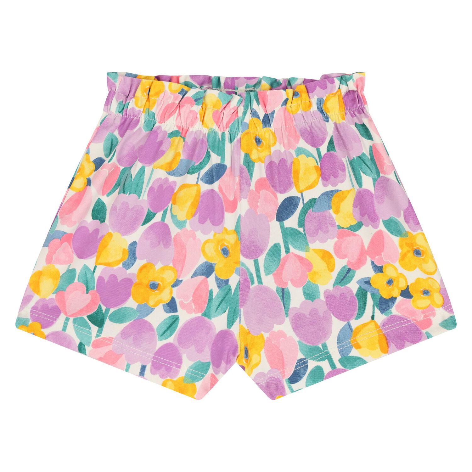 Younger Girls Ivory & Purple Shorts Set, 1, hi-res