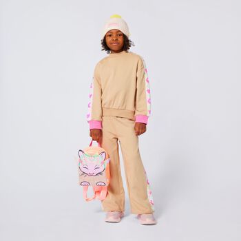 سويت شيرت مطرز بالترتر باللون البيج للبنات