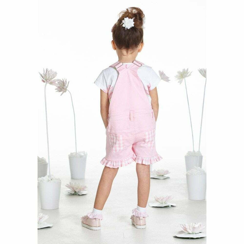 A Dee Girls Pink Waterlily Dungaree Set Junior Couture UAE