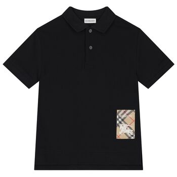 Boys Black Logo Polo Shirt