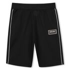 Boys Black Logo Shorts, 1, hi-res
