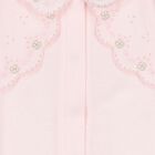 Girls Pink Flower Babygrow, 2, hi-res