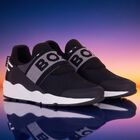 Boys Black Logo Trainers, 1, hi-res