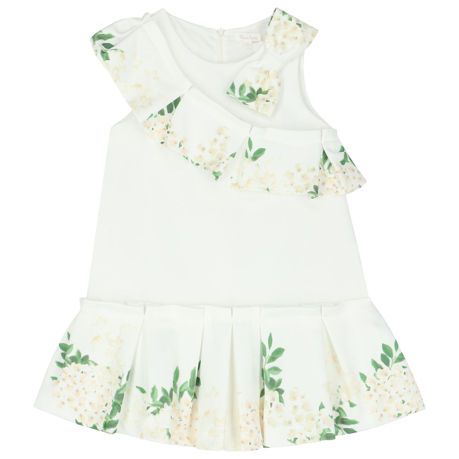 Girls Ivory & Green Floral Dress, 1, hi-res image number null