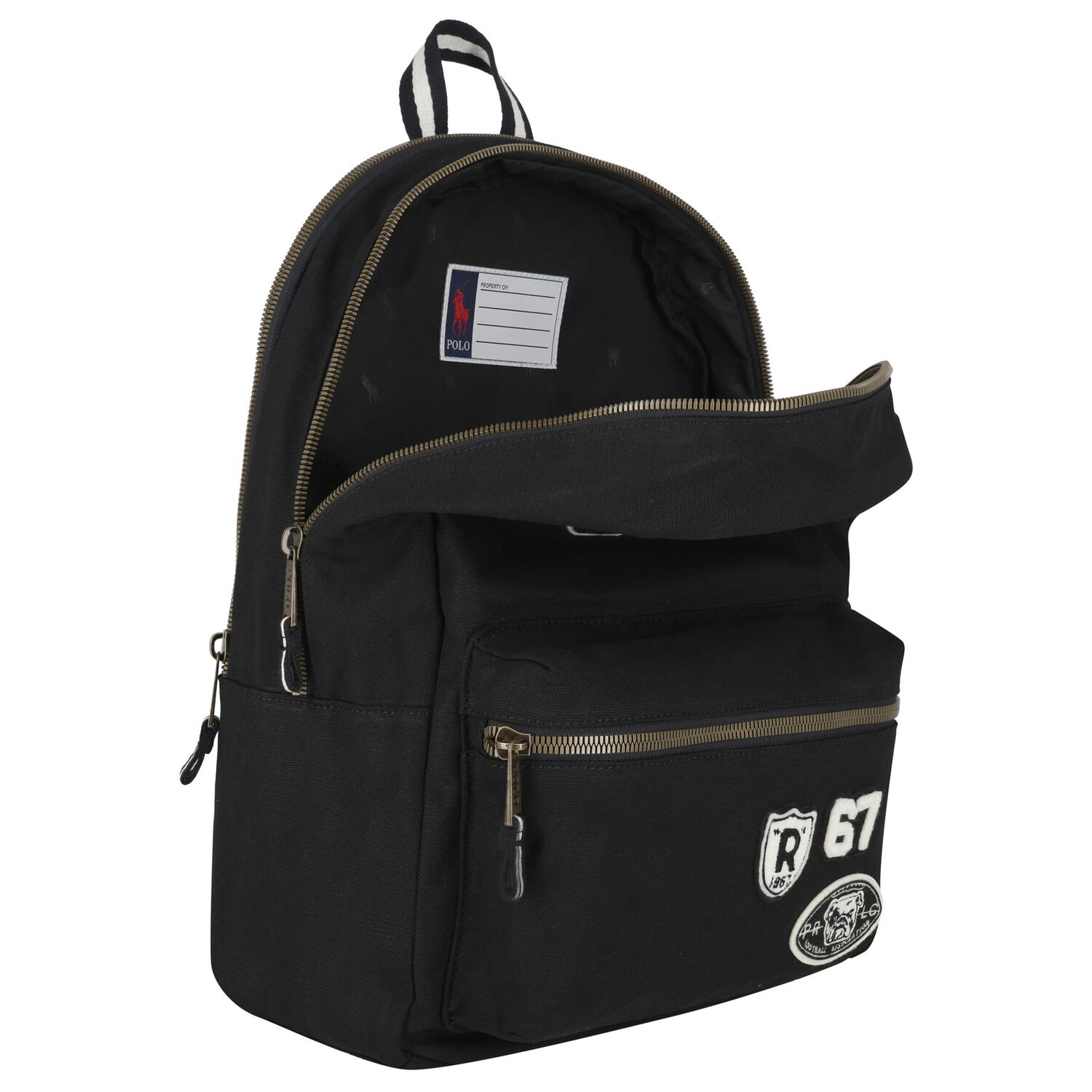Boys Black Logo Varsity Backpack, 2, hi-res