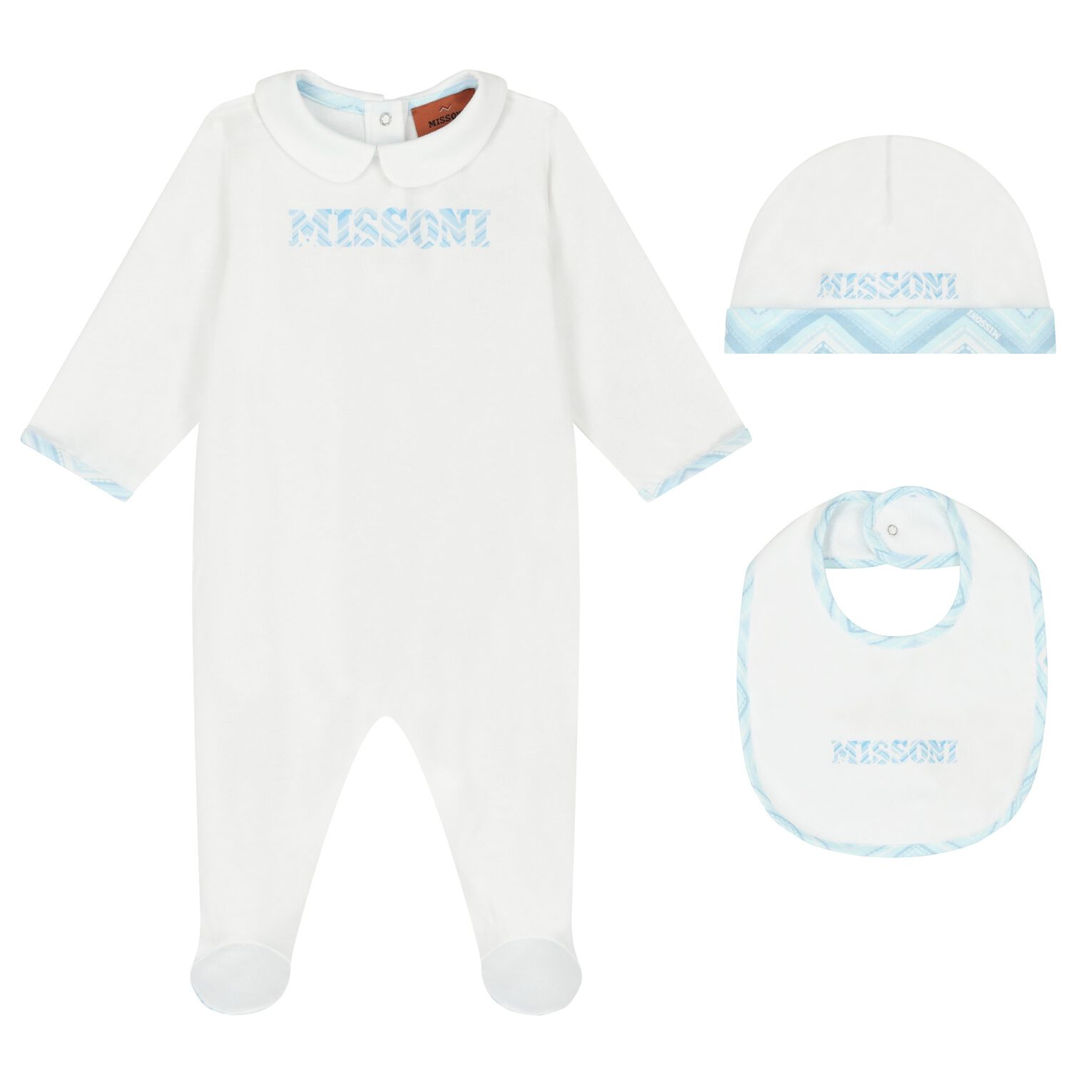 Baby Boys White & Blue Logo Babygrow Gift Set, 1, hi-res